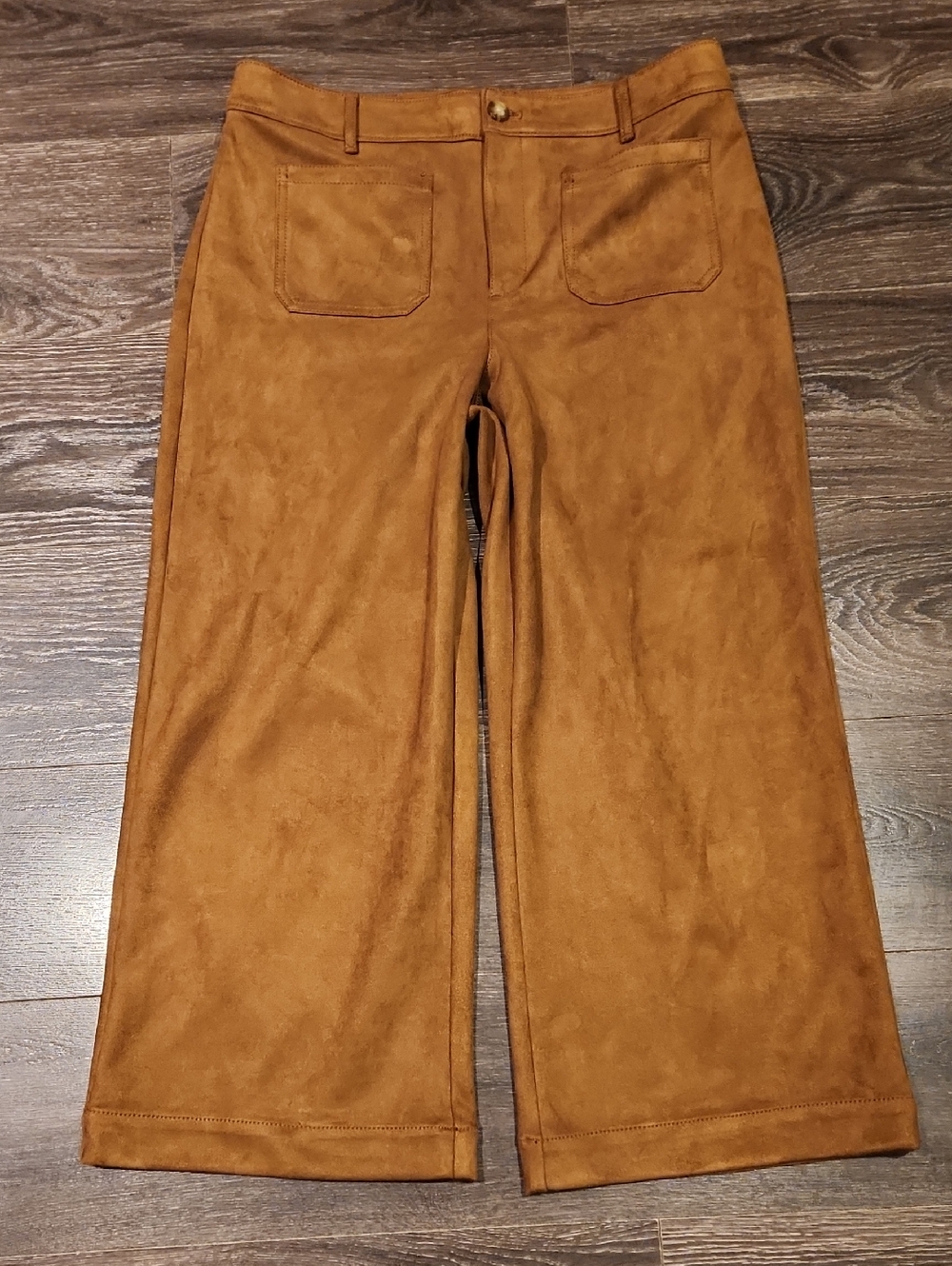 ❤️ LOFT HIGH RISE WIDE LEG FAUX SUEDE CURVY PALMER PANTS, BROWN, 12 (31)